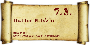 Thaller Milán névjegykártya